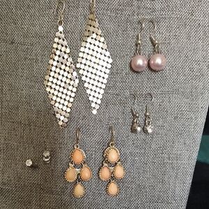 Fibe Pair Of Vintage Pierced Earrings